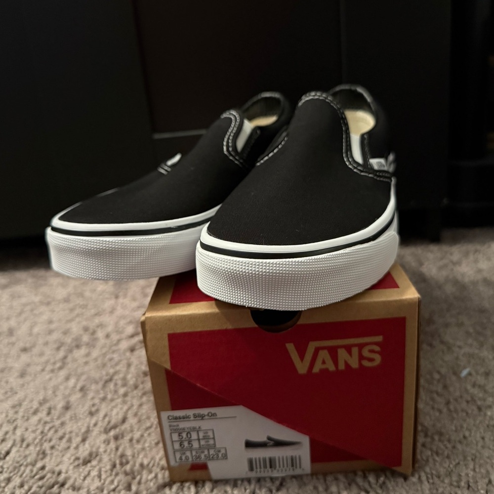 Vans Women Classic Slip On Black and White Sneakers
